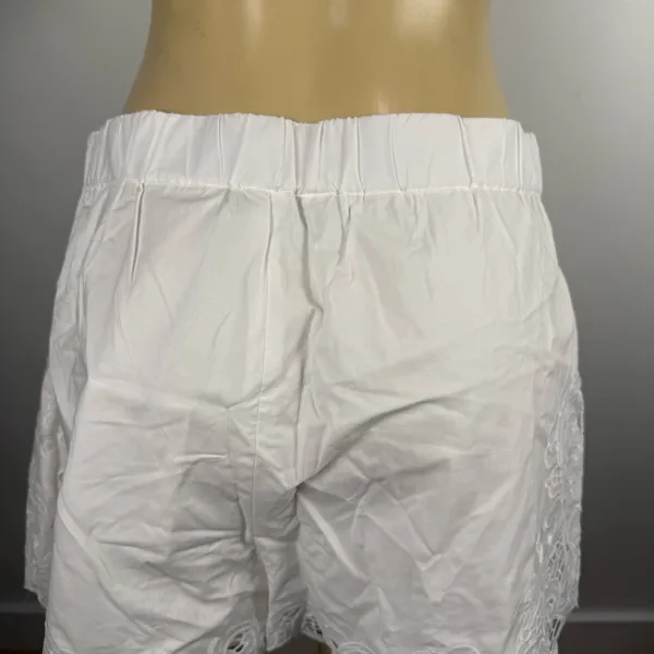 New Zara Embroidered Pleated Lace Shorts Sz L White High Waist NWT - Image 7
