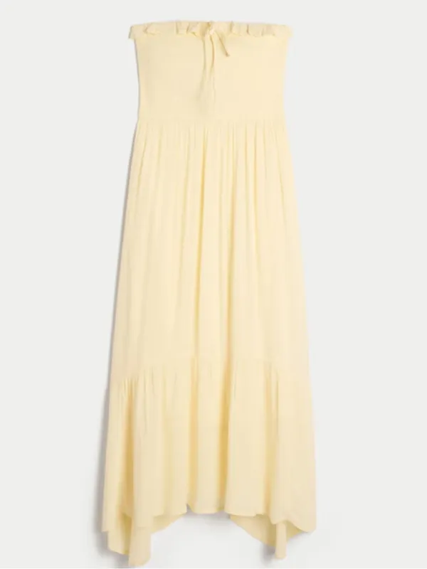 Hollister Cream Smocked Strapless Ruffle Maxi Dress size XXL P - Image 2