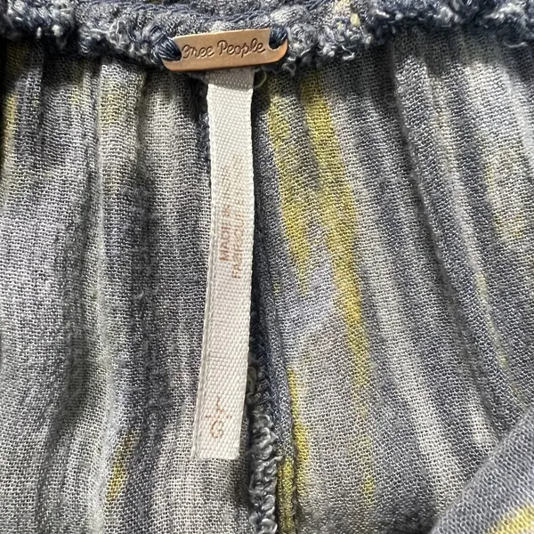 Free People Pants‎ Womens Large Gray Blue Yellow Abstract Wide Leg Boho Lounge - Image 13