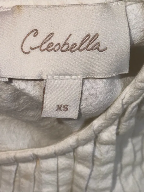 Cleobella Ivory Crop Top Balloon Sleeve Pintucked Cottagecore Prairie‎ Sz XS - Image 4