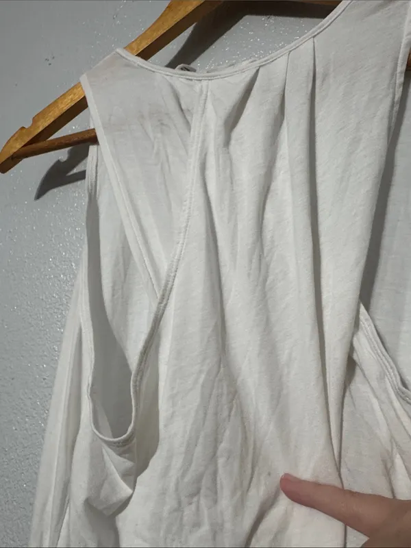 Athleta White Essence Cross Back Open Split Tulip Hem Yoga Tank XS - Image 6