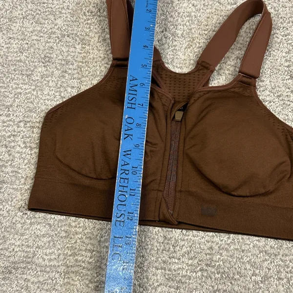 Shefit Sports Bra Womens Medium Raceback Front Zip Closure Padded Brown - Image 8