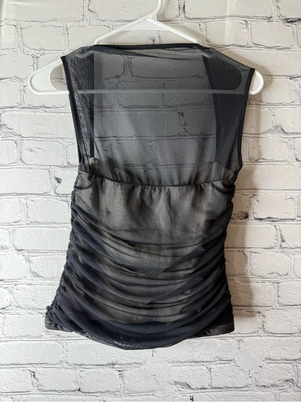 Abercrombie & Fitch Black Sheer Ruched Camisole small - Image 4