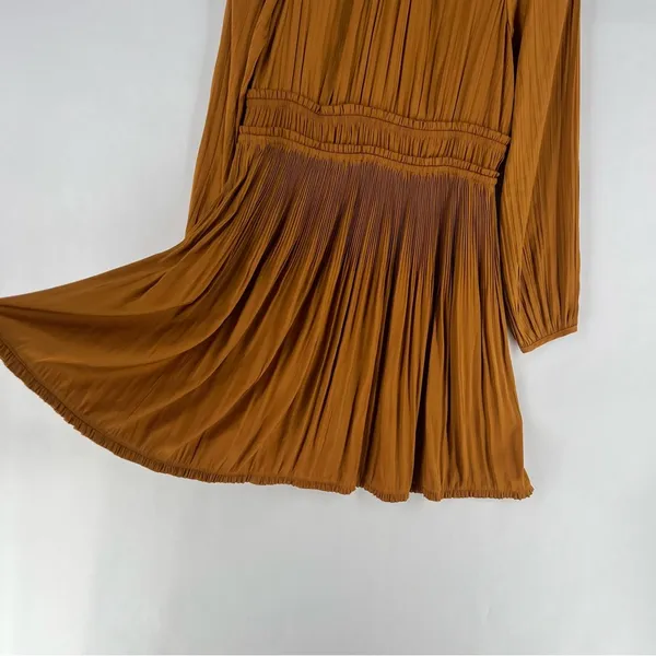 Anthropologie Maeve Saniya Mini Dress Pleated Satin Ruffle‎ Trim Feminine - Image 11