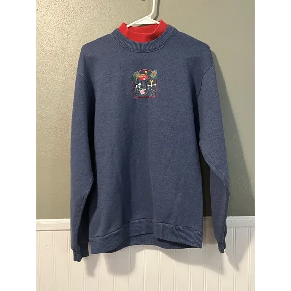 Vintage Gopher Sport‎ Mock Neck Sweatshirt Women's Large Purple Farm Embroidery - Image 13
