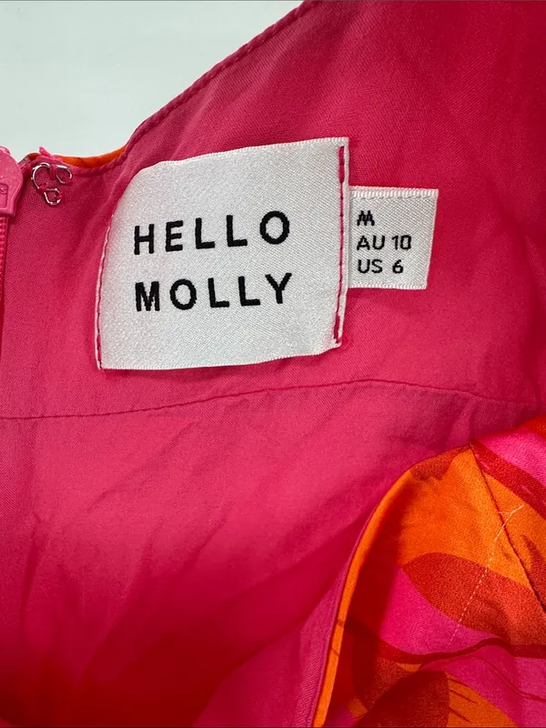 Hello Molly LOVELY CAMELLIA Pink and Orange Floral Midi Dress cutout 6 HOCO - Image 10