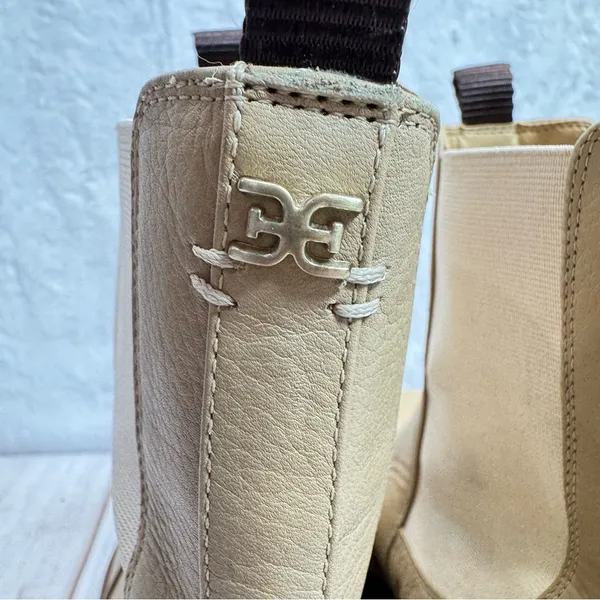 Sam Edelman Combat Boots Laguna Chelsea Waterproof Tan Leather Chunky Heel - Image 7