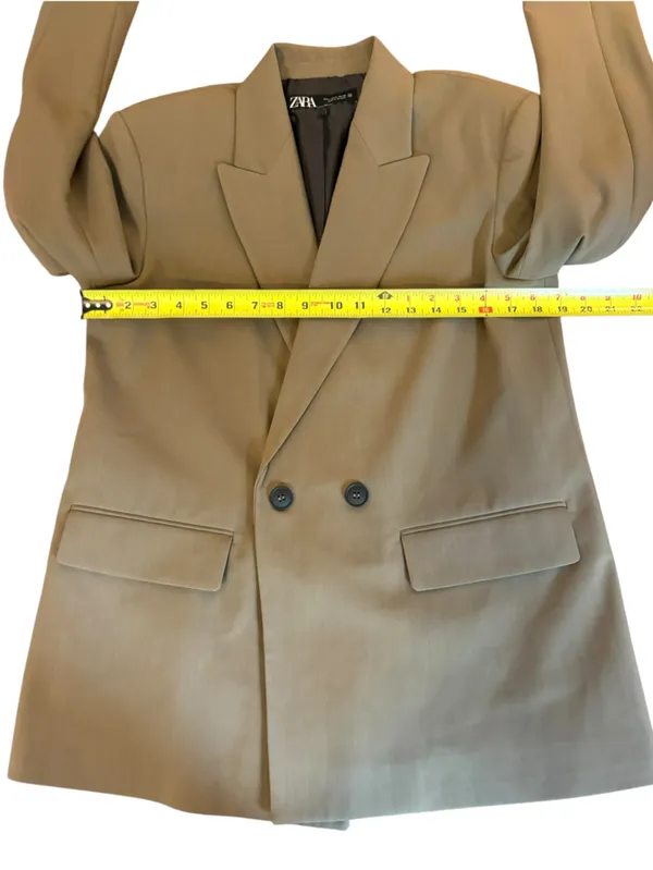 Zara Double Breasted Oversize Blazer In Khaki Womens Small Blogger Favorite - Image 8
