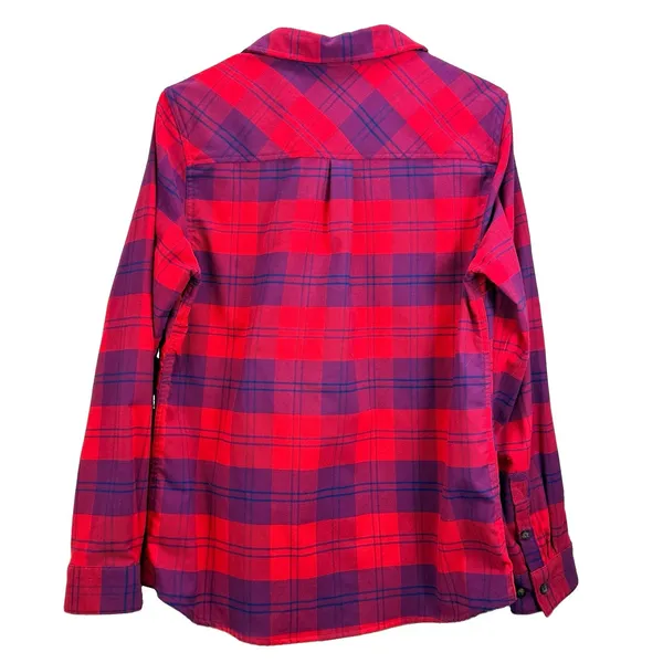 LL Bean Whisper Lodge Red Plaid Flannel Button Up Shirt Pockets MEDIUM - Image 6