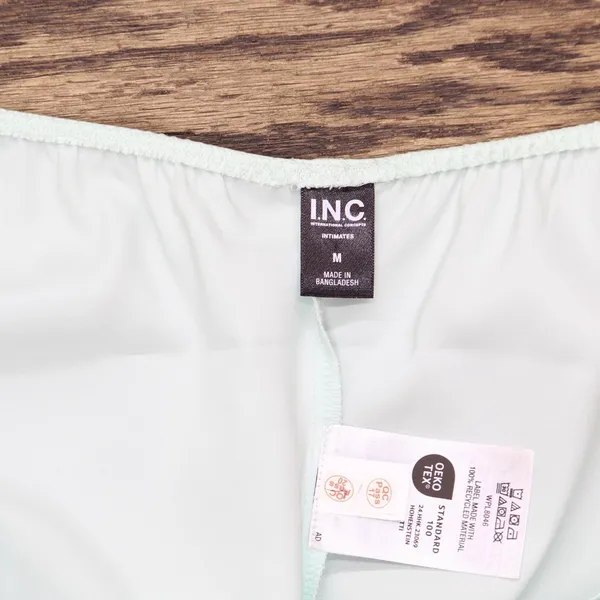 INC International Concepts Lace-Trim Satin Lounge Shorts Clear Dew Green M - Image 3