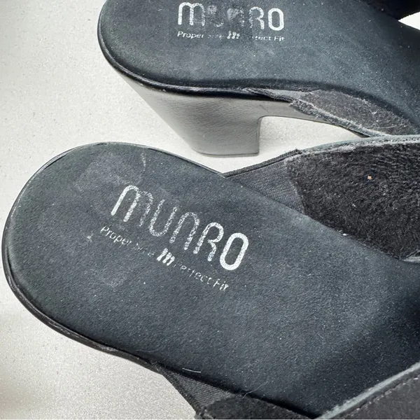 Munro Black Leather Heeled Mule Womens 7 Comfort Shoes Classic Chunky 90s Y2K - Image 3