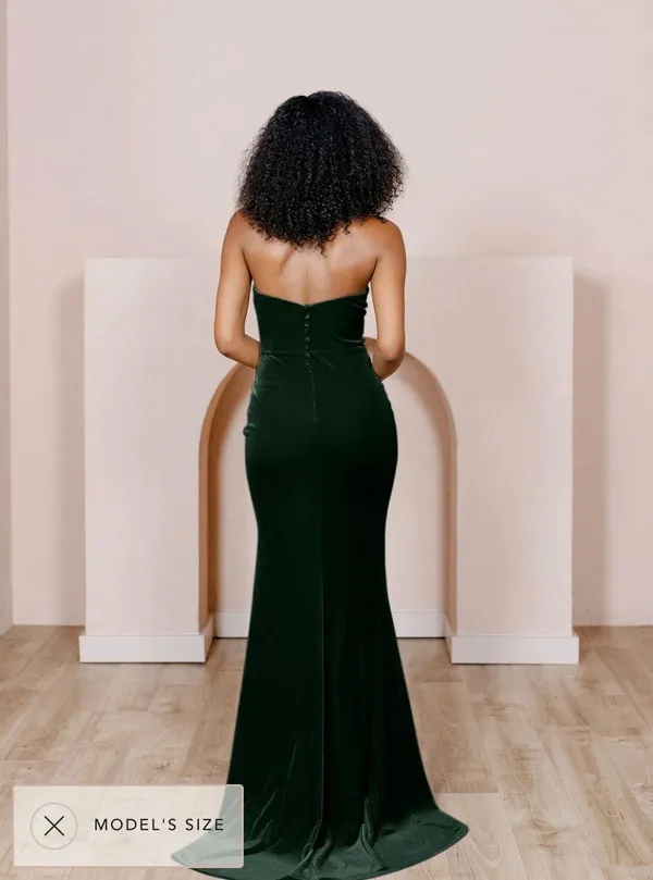 Revelry Emerald 614 Velvet Bridesmaid Dress - Image 2