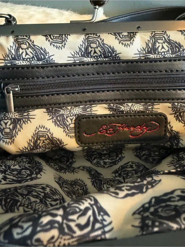 Ed Hardy Rhinestone Tiger Kiss Lock Shoulder Bag - Image 9