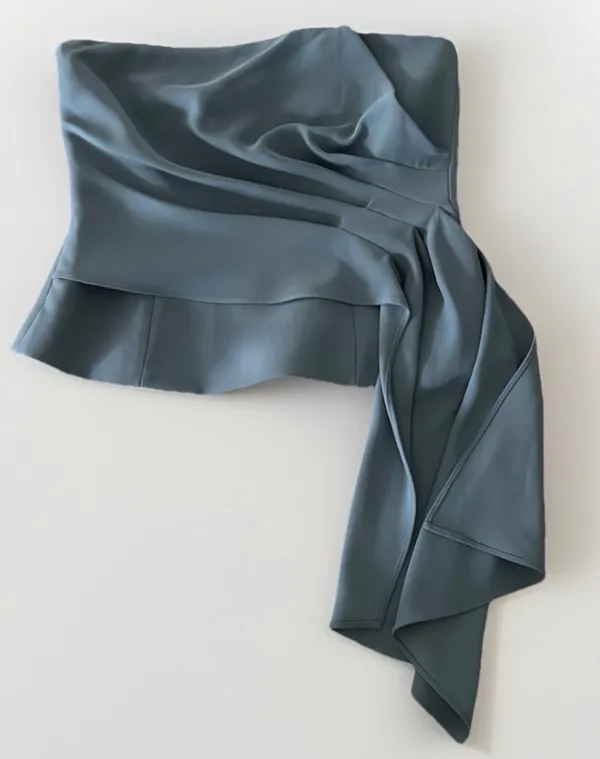 Zara blue Draped Bustier Top   - Image 2