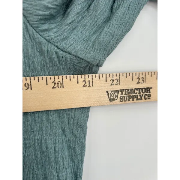 Free People‎ Beach Teal Textured Gauze Balloon Sleeve Mini Dress Tunic Coverup S - Image 9