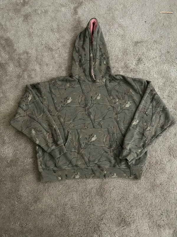 Dairy Boy The Boyfriend Hoodie Evergreen Camo/Pink Appliqué Women's Size Large - Image 5