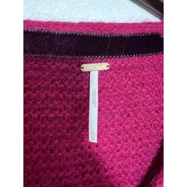 Free People All Mine Sweater Raspberry Size XS Pink V Neck Alpaca Wool - Image 5