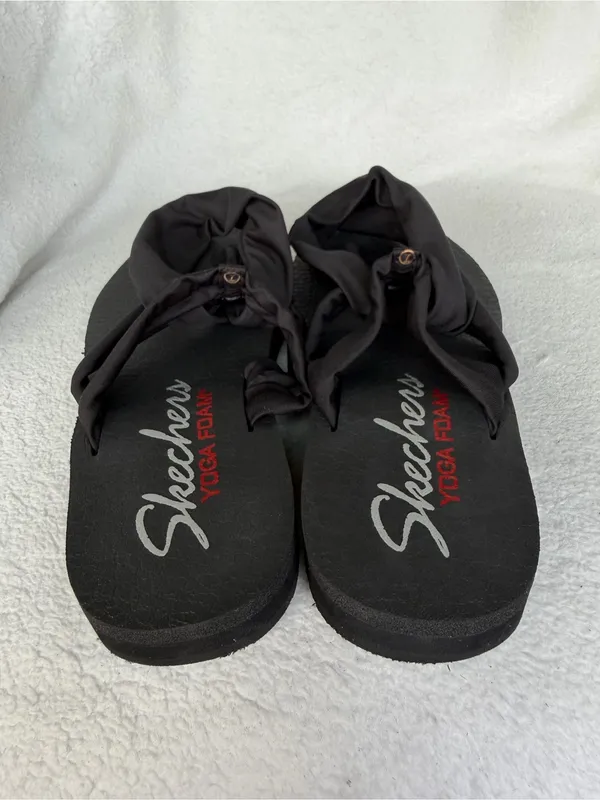 Skechers Womens Size 7 Black Meditation Studio Kicks Yoga Foam Sandals - Image 8