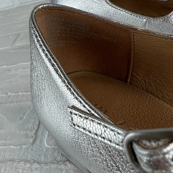 Madewell The Nettie Heeled Mary‎ Jane Womens 8.5 Bright Silver Metallic Leather - Image 16
