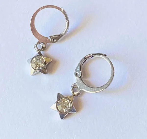 Handmade funky grunge y2k simple mini stainless star earrings 🌙 - Image 6