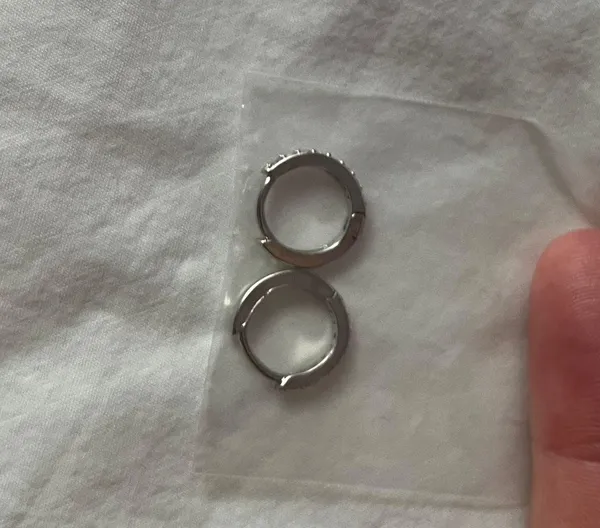 Silver diamond mini hoop earring - Image 3