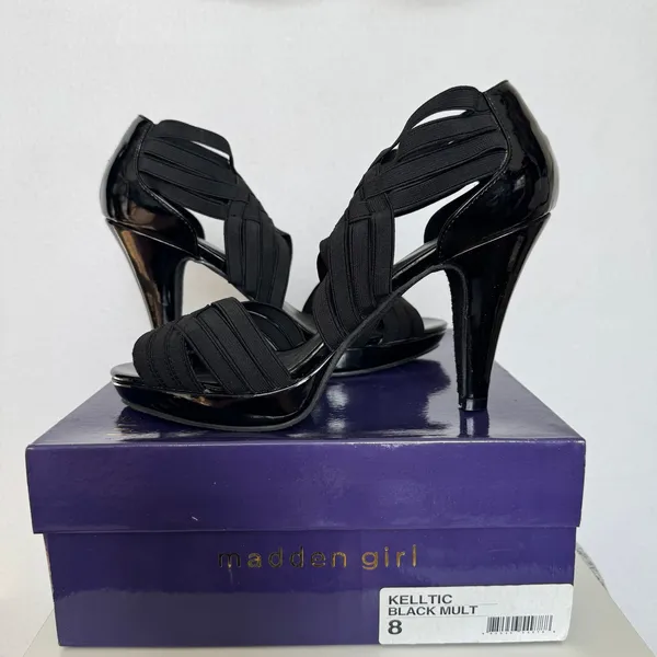Madden Girl Kelltic Black Strappy Platform Heels 2010 Size 8 - Image 2