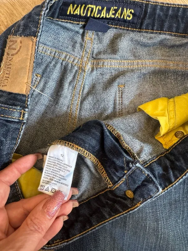 Nautica Jeans Size 12 Blue Denim Wash Flare Pants - Image 3