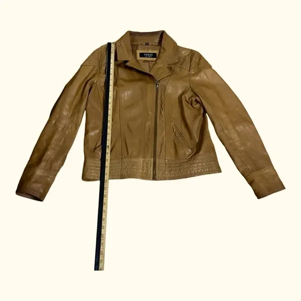 GUESS LOS ANGELES Womens Distressed Genuine, Leather Motorcycle Moto Jacket Coat - Image 12