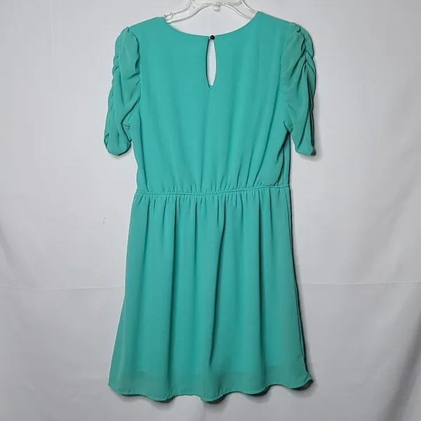NWOT Freebird sheer poof sleeve vneck green dress sz Sm - Image 6