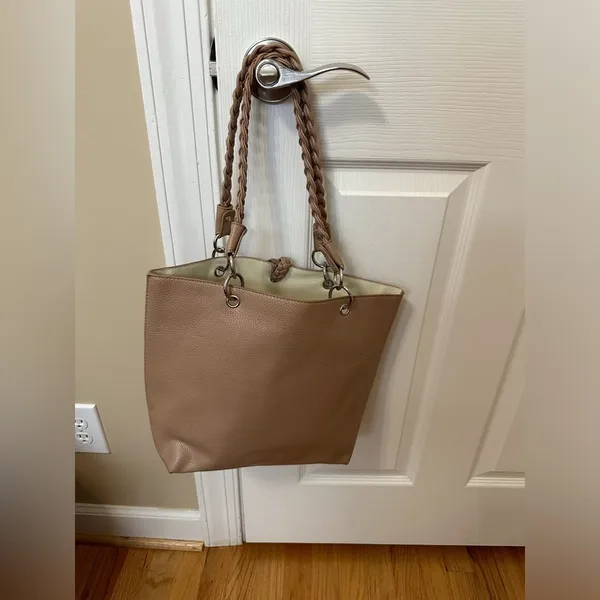 Taupe Faux leather tote - Image 3