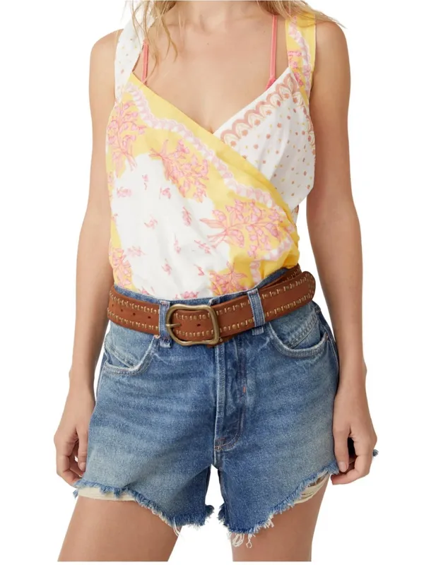 Free People White & Yellow Floral One-Piece Bodysuit - Image 6