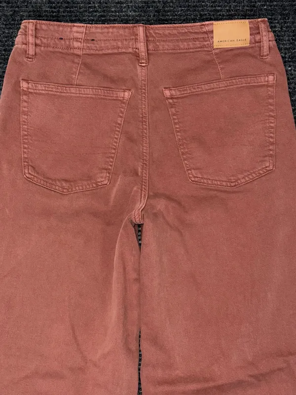 American Eagle Dreamy Drape Stretch Low Rise Ultra Wide Leg Pant Rust Red Sz 2 R - Image 5