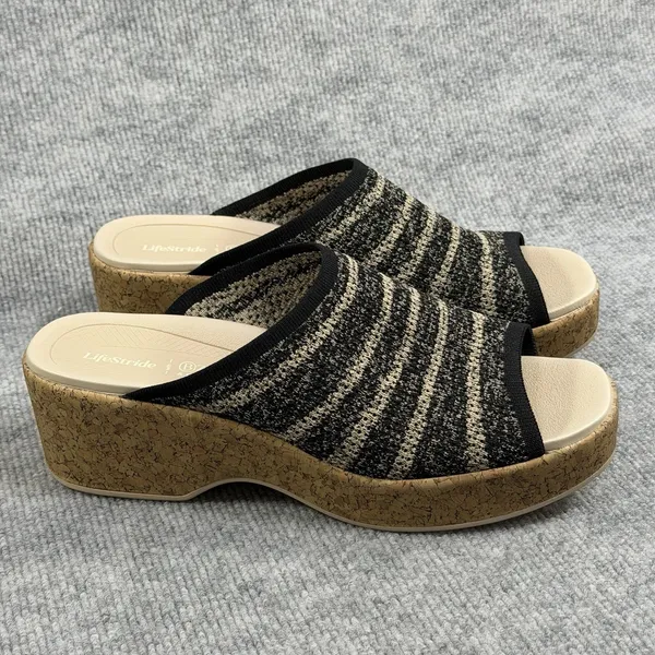 LifeStride BZees Size-11M Women's Very Ready Wedge Sandal Blacksand - Image 7