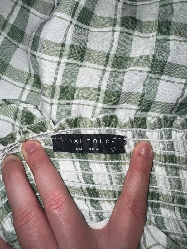 Final Touch White and Green Plaid Maxi Dress - Image 3