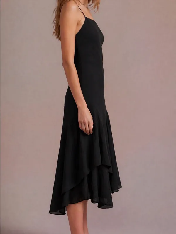 🌺 Urban Outfitters Black Slip Dress XS 0-2 Sheer Hem Layered Minimalist NWT - Image 3