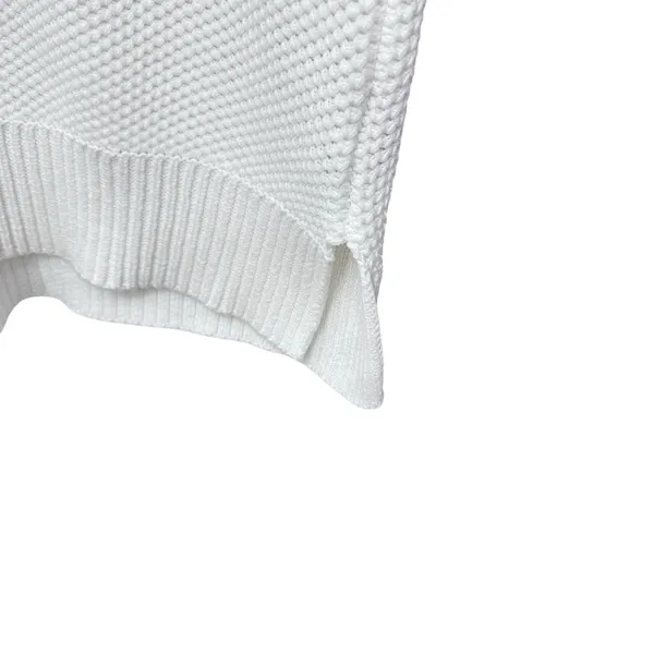Lauren Ralph Lauren White‎ Fold Over Collar Waffle Knit Sweater Women's Size XL - Image 4