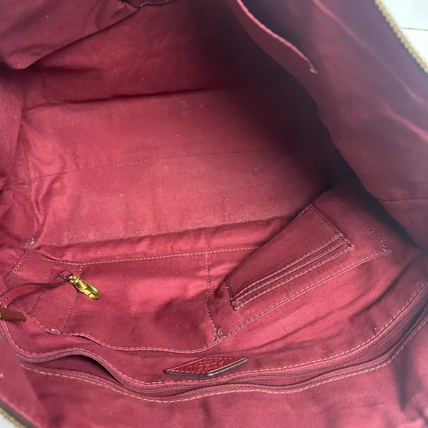 Fossil Rachel Tote Bag Burgundy Pebbled Leather Zip Top Shoulder Bag Gold Key - Image 8