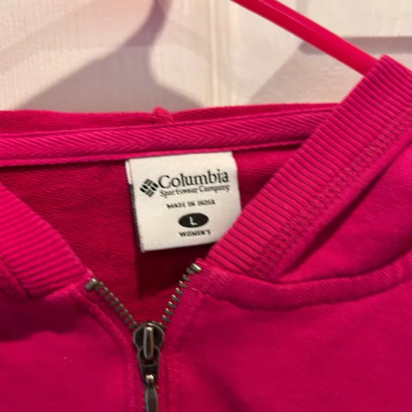 Columbia Womens Zip Hoodie Jacket Fuschia Pink Large Gorpcore Relaxed‎ Classic - Image 4