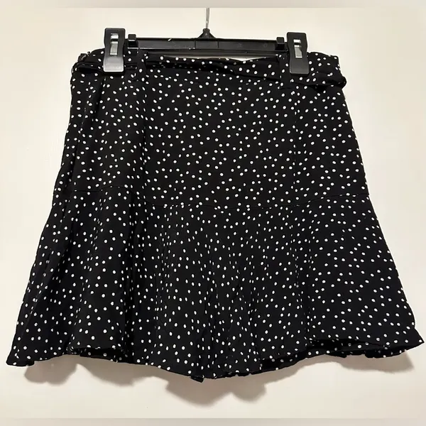 Zara Polka Dot Mini Skort Black and White tie belt size M - Image 5