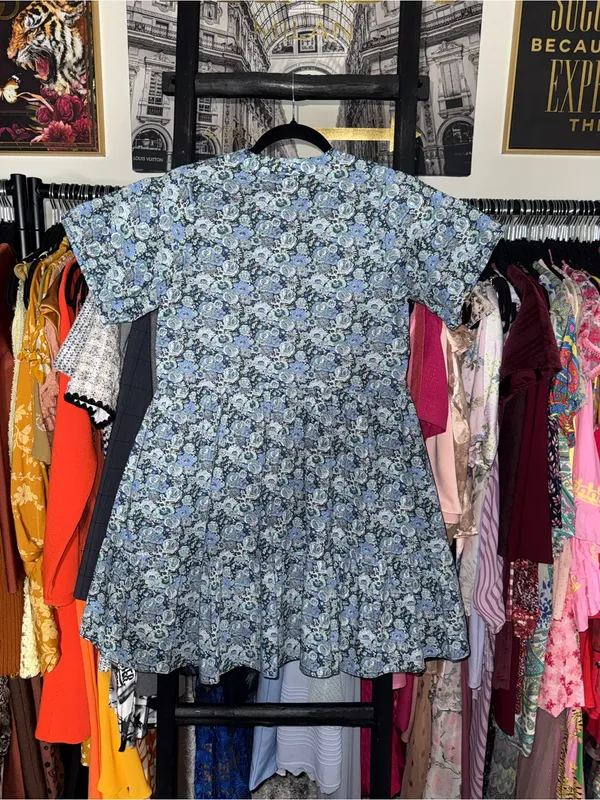 Hyacinth House Ellie Blue Multi Floral Zip Front Mini Dress Womens XS EUC - Image 10