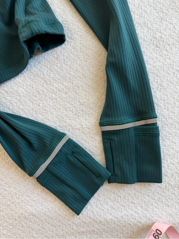 Lululemon Its Rulu Run Ribbed Cropped Half Zip Sweatshirt 2 Storm Teal - Image 6
