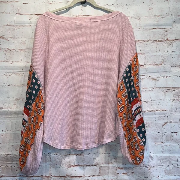 We The Free Free people blossom print Dolan balloon sleeve top mixed paisley thermal top - Image 6