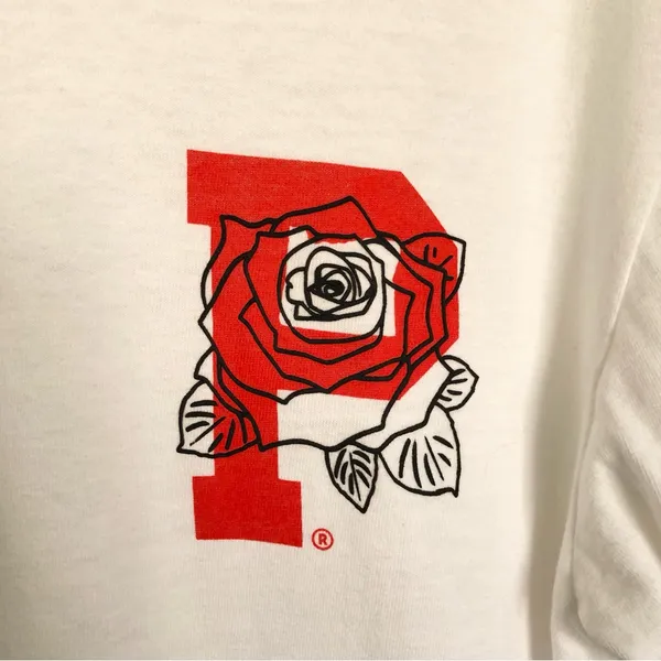 White and Red Rose City Portland Gear Long Sleeve T Shirt Size S - Image 2