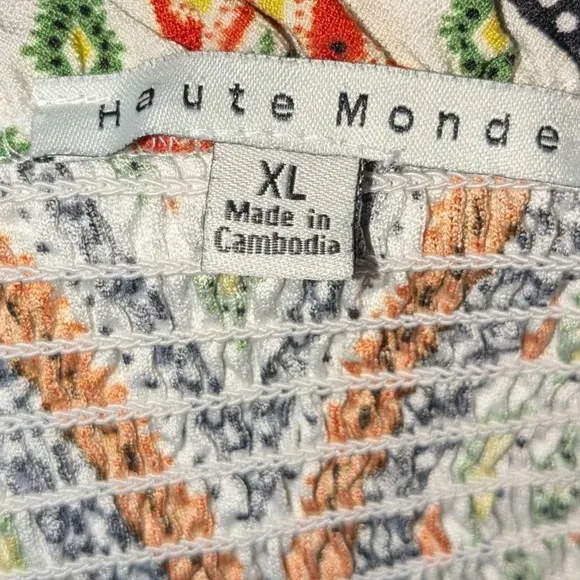 Haute Monde Geometric Smocked Peplum Top, X-Large - Image 3