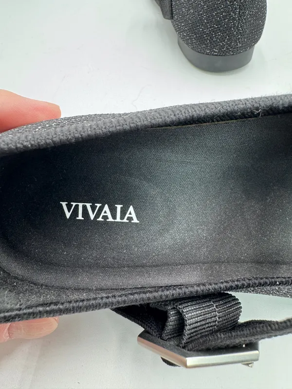 VIVAIA Black Shimmer Pointed Toe Mary Jane Flats Women’s Size 41.5 - Image 8