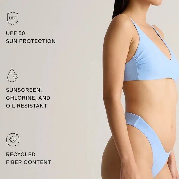 NWT Quince Women's Clear Blue Sky V Neck Bikini Top Sz M - Sold out online - Image 3