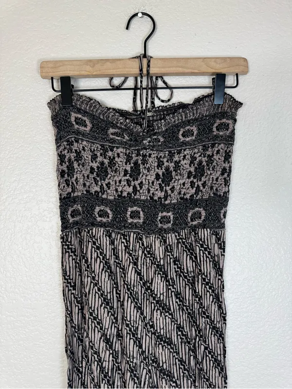 Free People Vintage Boho Jumpsuit Pantsuit Strapless Halter Medium Wide Leg - Image 5