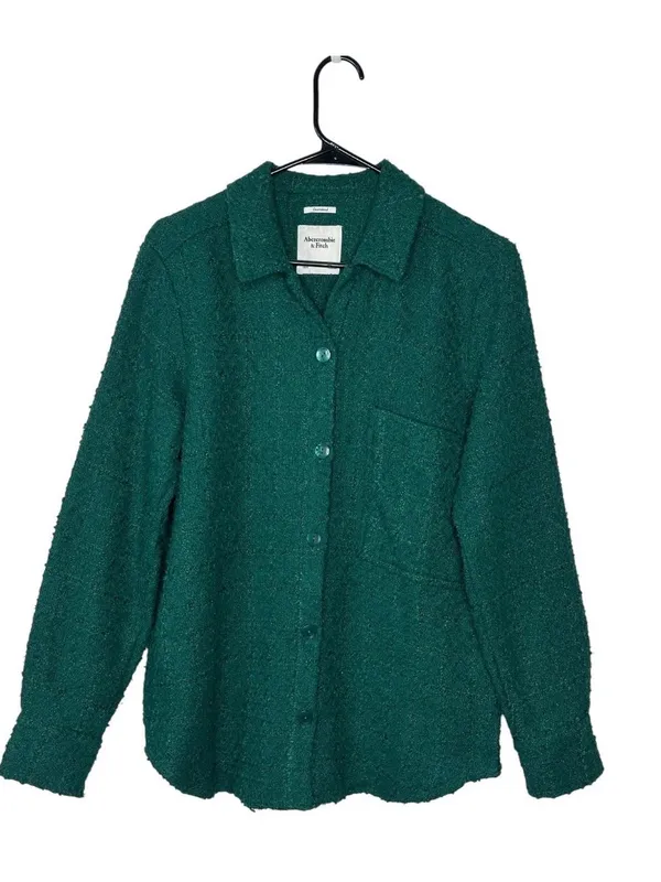 Abercrombie & Fitch Emerald Green Button-Front Women shirt/jacket preppy - Image 2