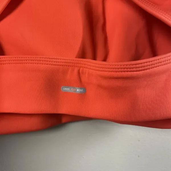Aerie Womens Chill Play Move Sports Bra M Orange High Neck Open‎ Back Breathable - Image 4