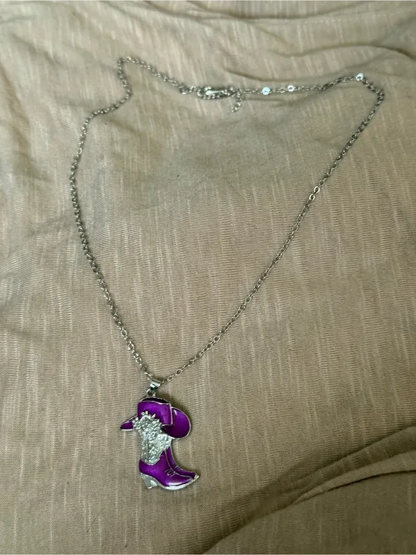 Purple Cowboy Boot Pendant Necklace - Women Jewelry - Image 4